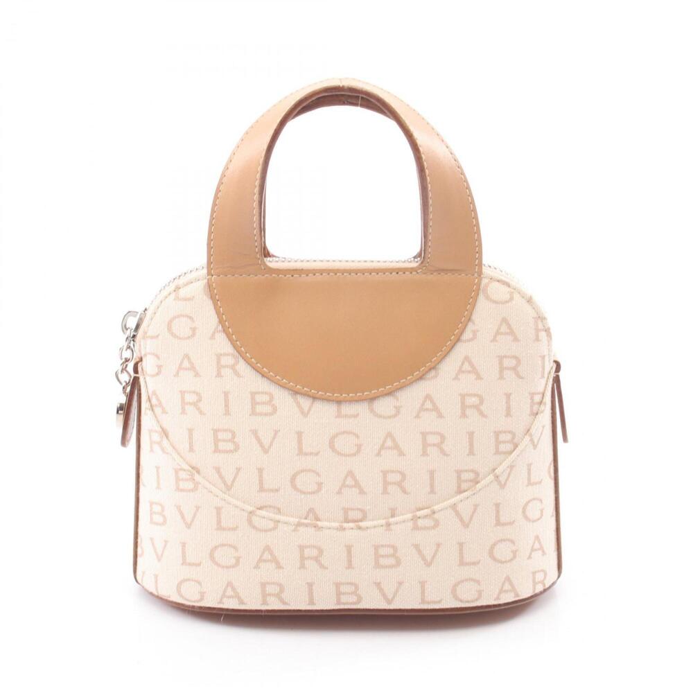 Bvlgari Bulgari Logomania Mini Handbag, Leather and Canvas, Women's, Ivory/Beige